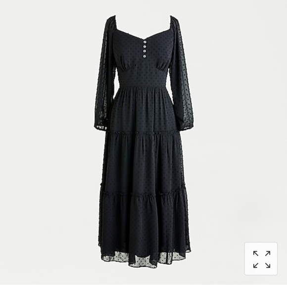 J. Crew Dresses & Skirts - Jcrew Tiered Black Midi Dress in Swiss Dot